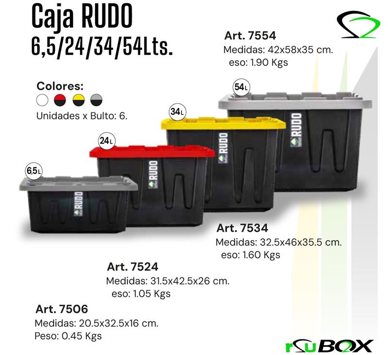 Caja RUDO apilable de 6,5 a 54 litros RSU BOX