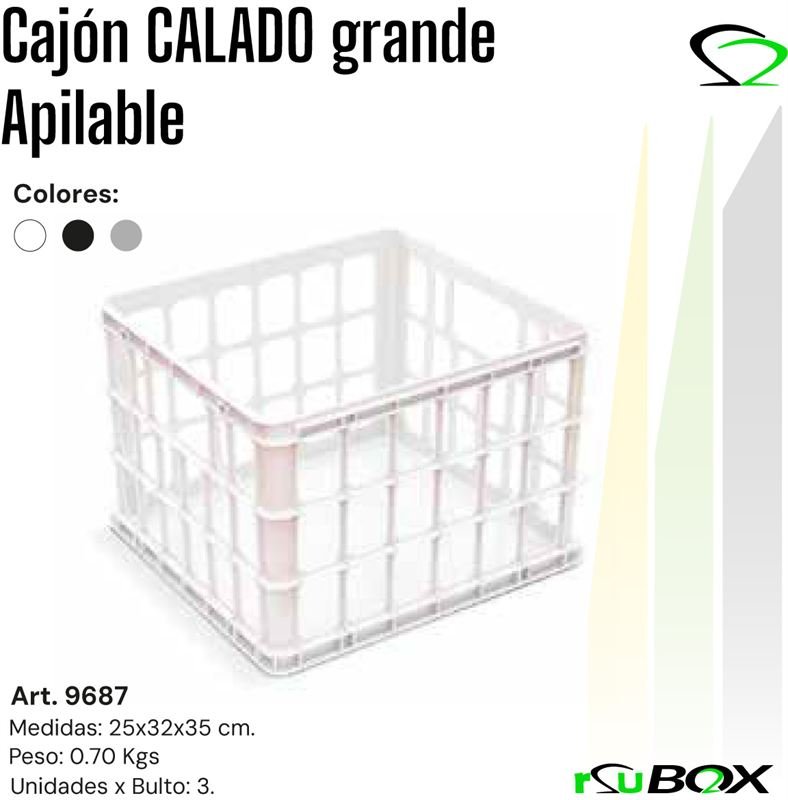 Cajón calado grande apilable RSU BOX