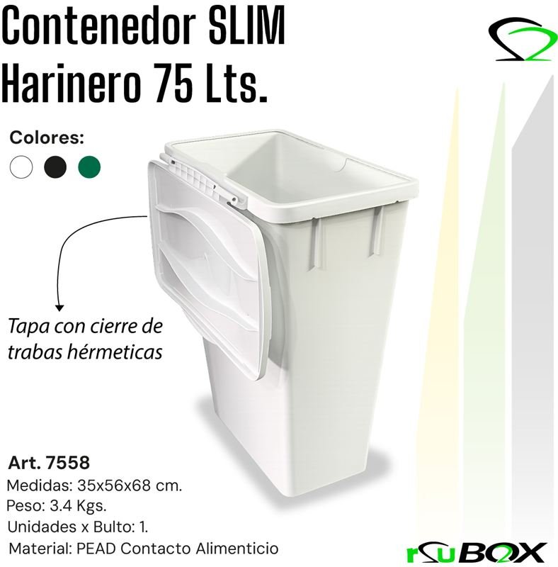 Art. 7558 — Contenedor SLIM Harinero 75 Lts, 35×56×68 cm