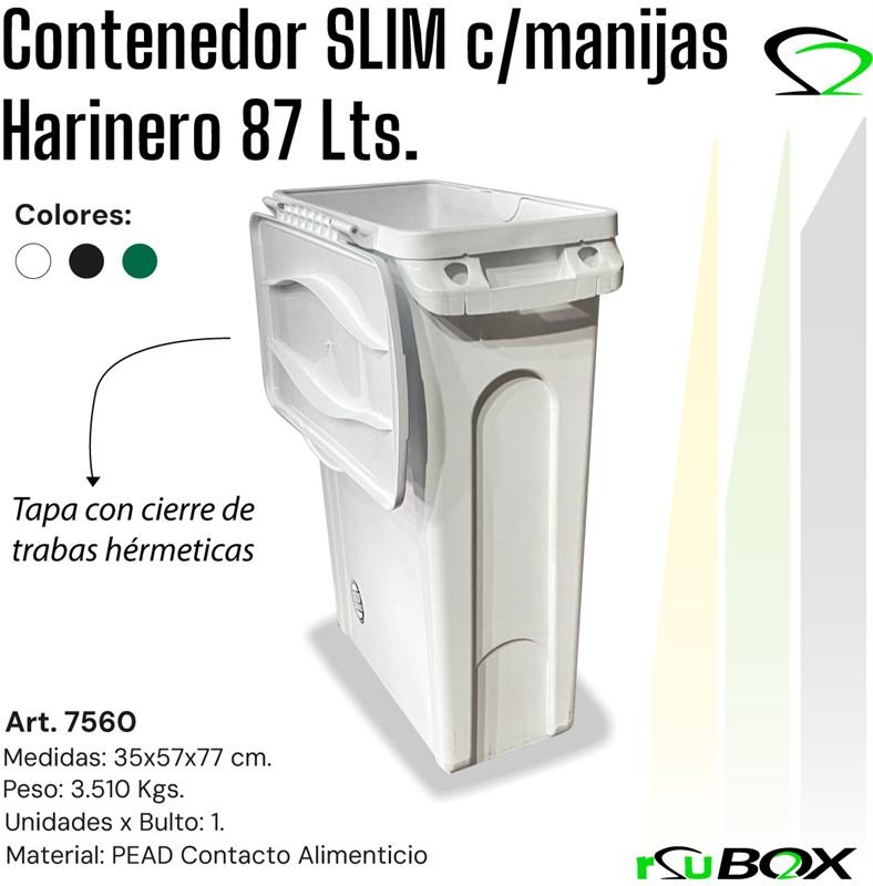 Art. 7560 — Contenedor SLIM c/manijas Harinero 87 Lts, 35×57×77 cm