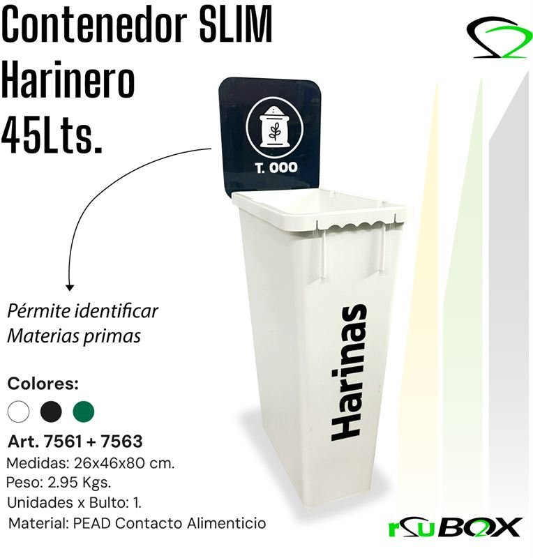 Art. 7561+7563 — Contenedor SLIM Harinero 45 Lts, 26×46×80 cm