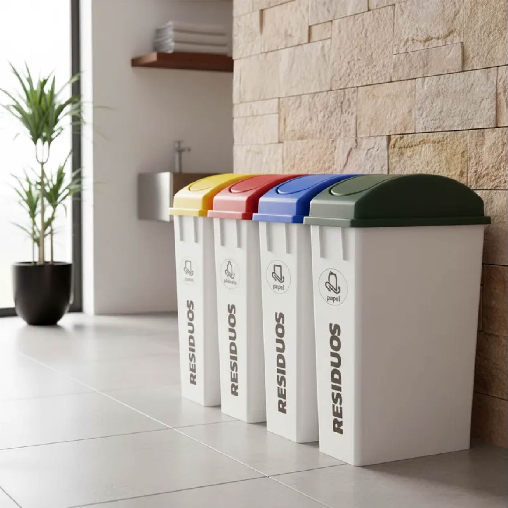 Contenedor con adhesivo de clasificación de residuos RSU BOX